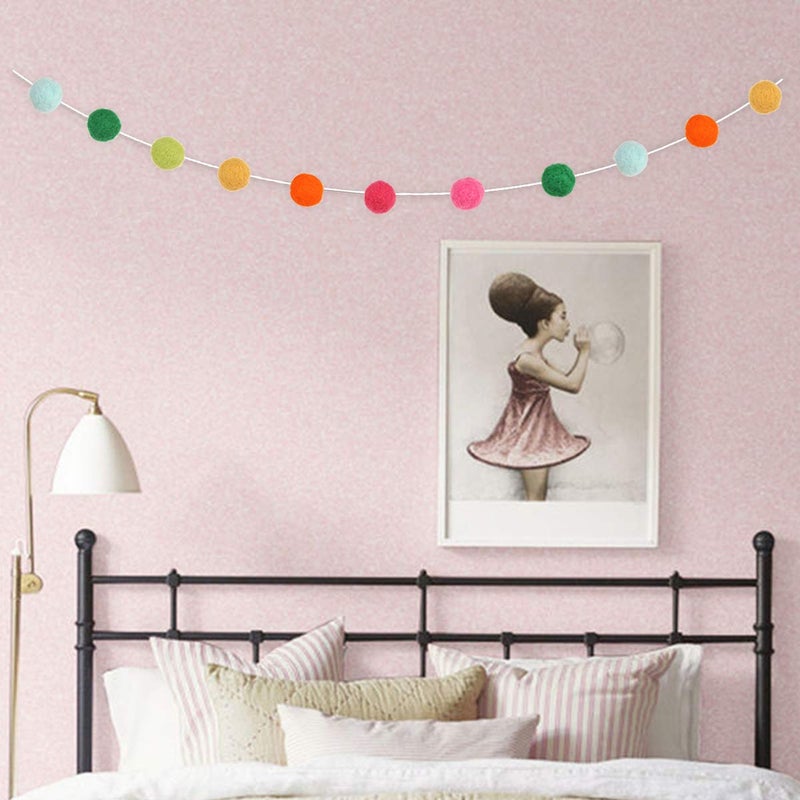 CCINEE 36PC 9.8 Feet Felt Wool Balls Garland 4/5 Inch Hanging String Kit for Christmas Tree Garland Holiday Decoration Birthday Wedding Baby Shower Party Wall Decorations - Image 5
